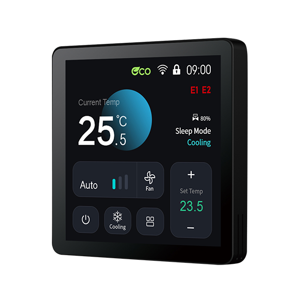 SASWELL 4-Inch Color Screen EC FCU Thermostat Right Side Appearance Diagram