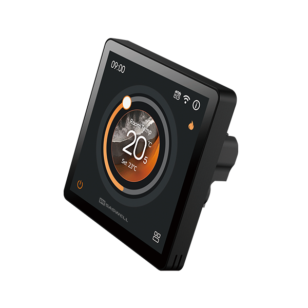 Slim design of SASWELL 4-inch smart thermostat side view