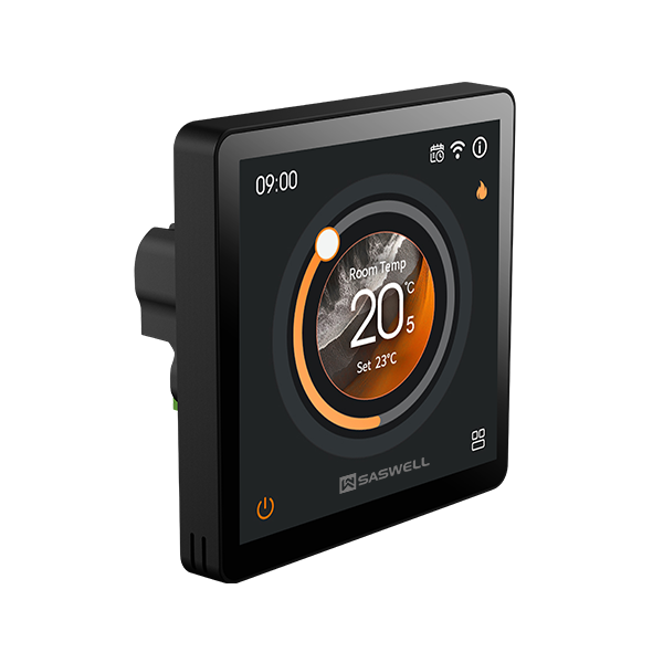 SASWELL 4-inch Smart Thermostat side view from the opposite angle