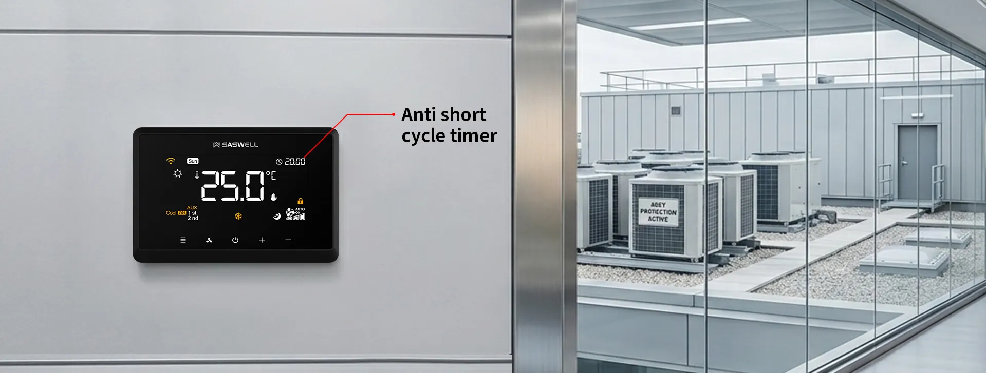 Industrial-grade-DX-thermostat-with-anti-short-cycle-timer