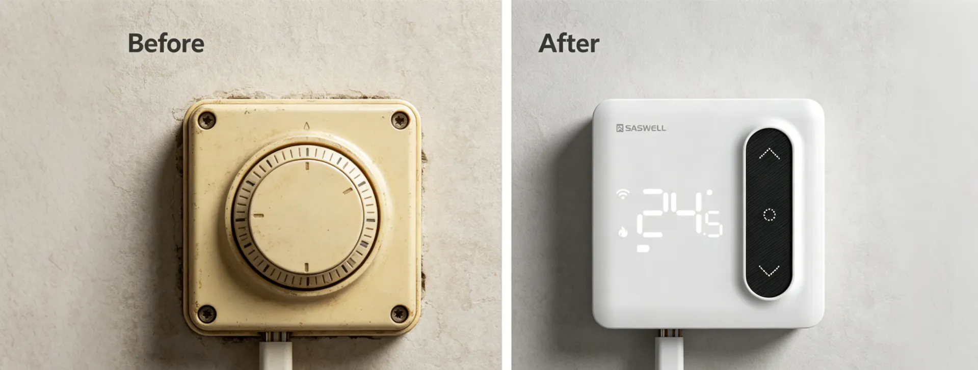 Replacement of old mechanical programmer with Saswell digital dual channel thermostat