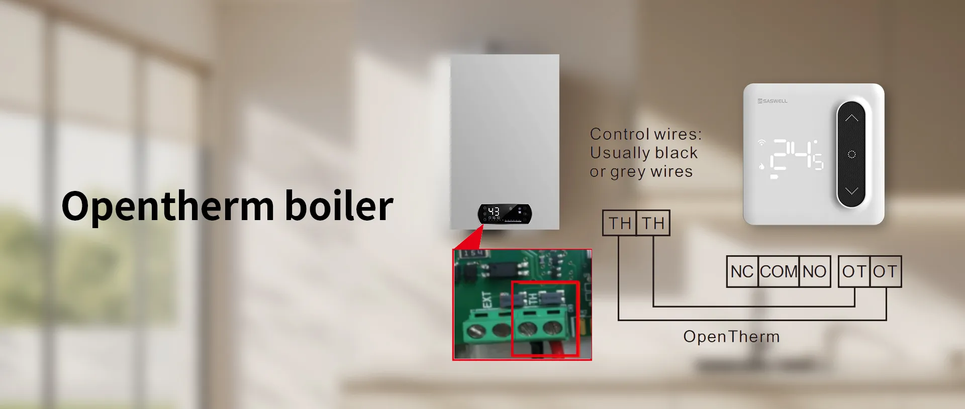 OpenTherm thermostat wiring diagram for combi boiler compliance