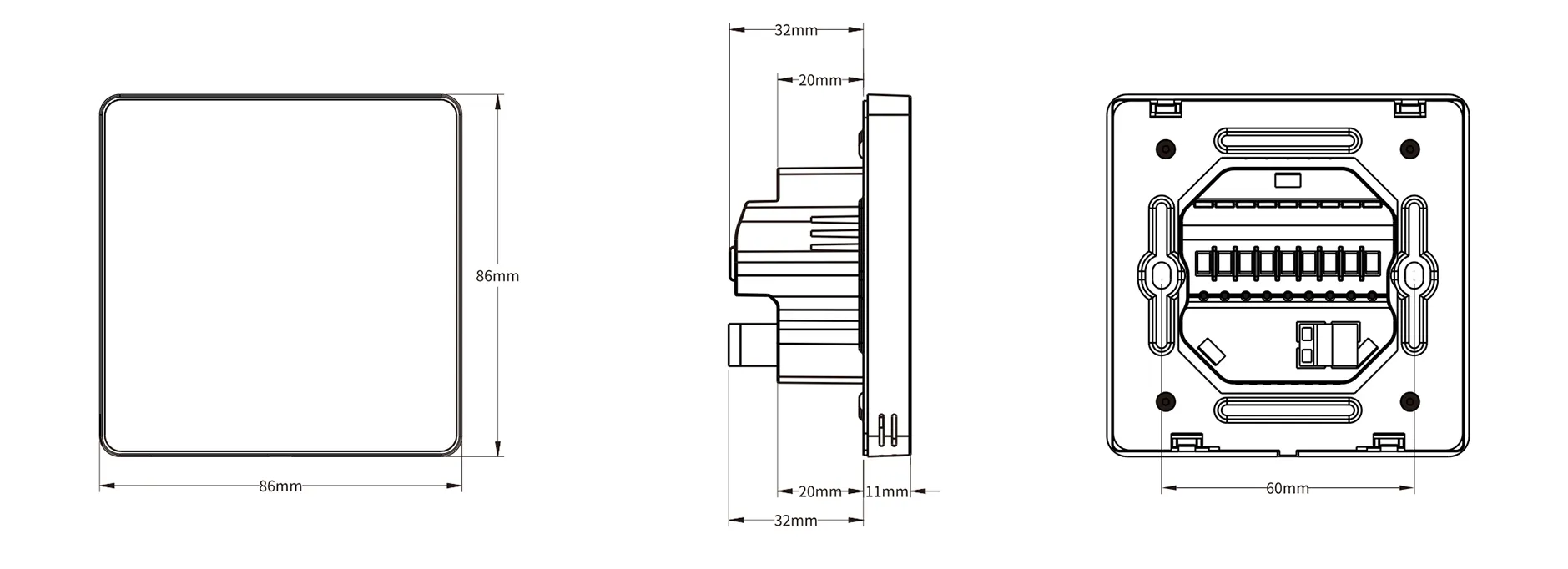 SAS965WHL product dimensions outline drawing