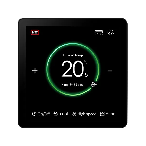 Front view of SAS965FCH 4-inch color touchscreen radiant thermostat