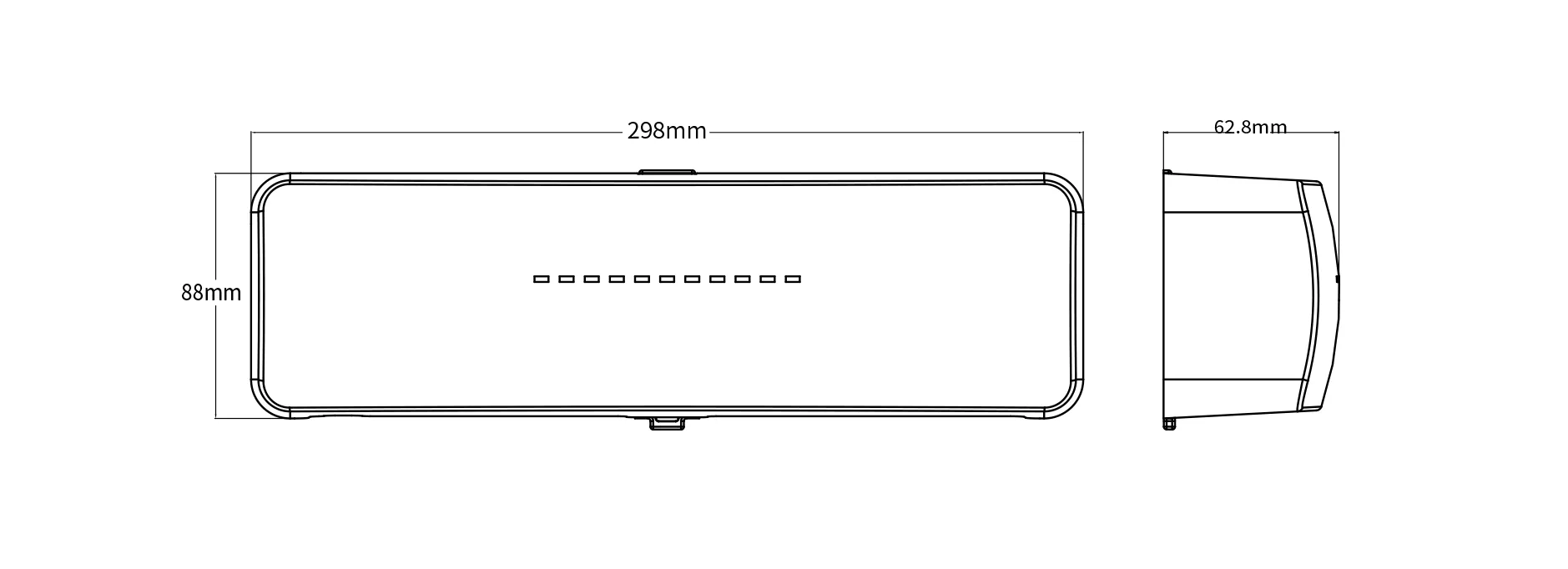 Product dimension drawing for SCU211 8-zone heating and cooling wiring center