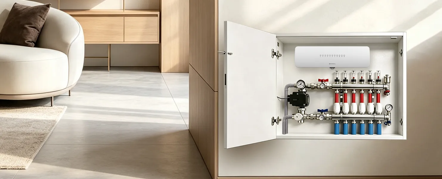 SCU211 8-zone heating and cooling wiring center for residential hydronic centralized control scene