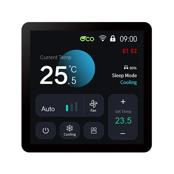 SAS965FCT 0-10V modulating EC fan coil thermostat with Tuya Zigbee product display
