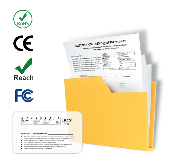 Global market compliance certifications for FCT series fan coil thermostats